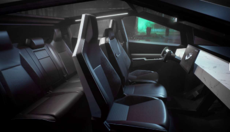 The interior of the Cybertruck